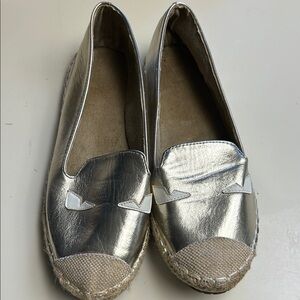 Makers Silver Espadrille Loafers Size 10